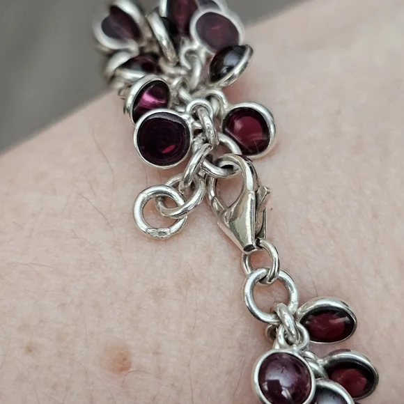 Silpada Sterling Silver Garnet Stone Cha Cha Bracelet B1049 - Picture 16 of 16